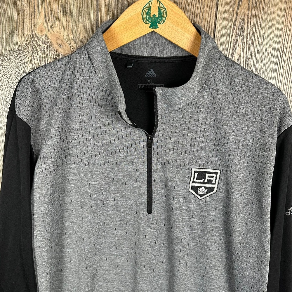 NHL Los Angeles Kings Pullover Adidas 1/4 Zip Long Sleeve Mens Size XL